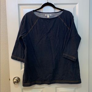 Liz Claiborne Blue Jean Like 3/4 Sleeve Top